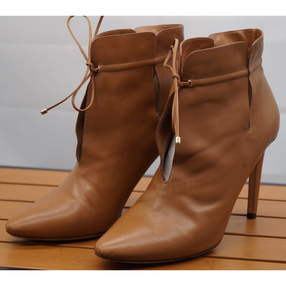 Jimmy Choo Womens Leather Pointed Toe Up Ankle Boots Brown Size 38.5/ 8.5 - Picture 2 of 12